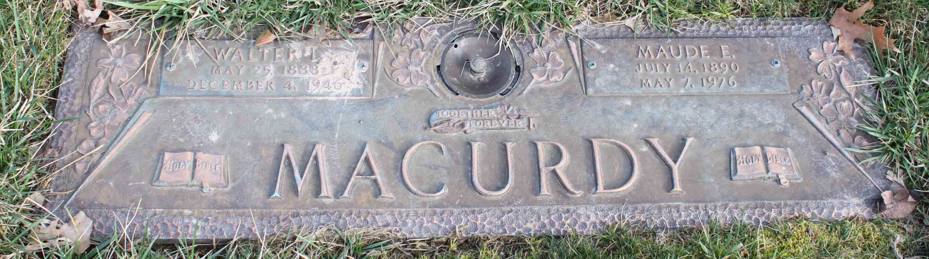 Walter & Maude Macurdy tombstone